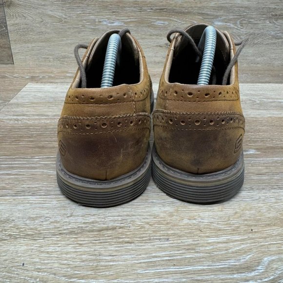 Skechers Classic Fit Brown Leather Wingtip Shoes Men's Size 11 - Picture 3 of 8